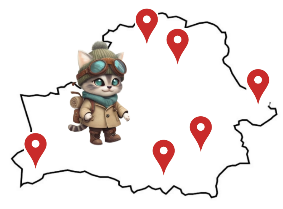 Карта Беларуси с метками